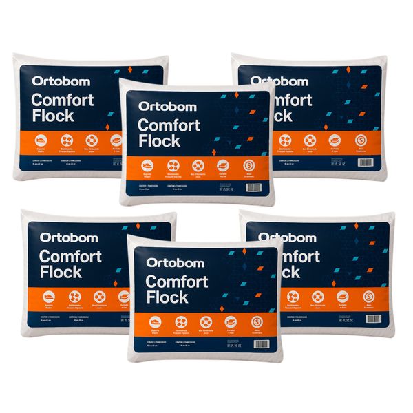 Kit 6 Travesseiros Ortobom Confort Flock 5188926